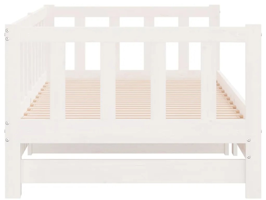 vidaXL Καναπές Κρεβάτι Συρόμενος Λευκός 2x(90x190) εκ. από Μασίφ Πεύκο