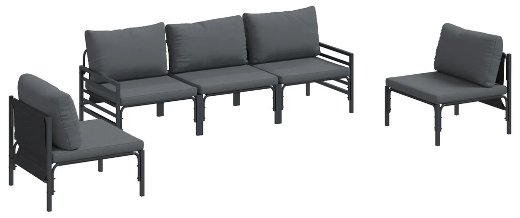vidaXL Σετ Καναπέ Κήπου 5 pcs Ανθρακί Ατσάλι