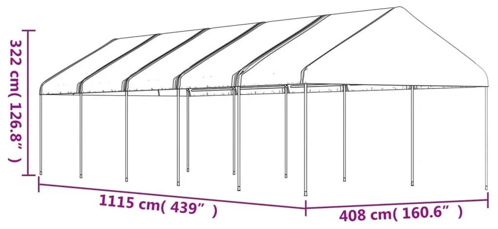 vidaXL Κιόσκι με Τέντα Λευκό 11,15 x 4,08 x 3,22 μ. από Πολυαιθυλένιο