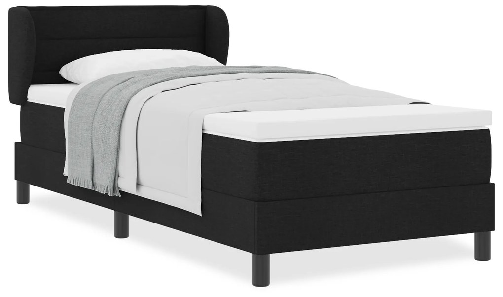 vidaXL κρεβάτι Box Spring με στρώμα μαύρο 90x190 εκ υφάσματος