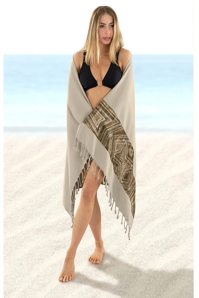 Πετσέτα Θαλάσσης Pestemal 16 Beige Guy Laroche Θαλάσσης 100% Cotton