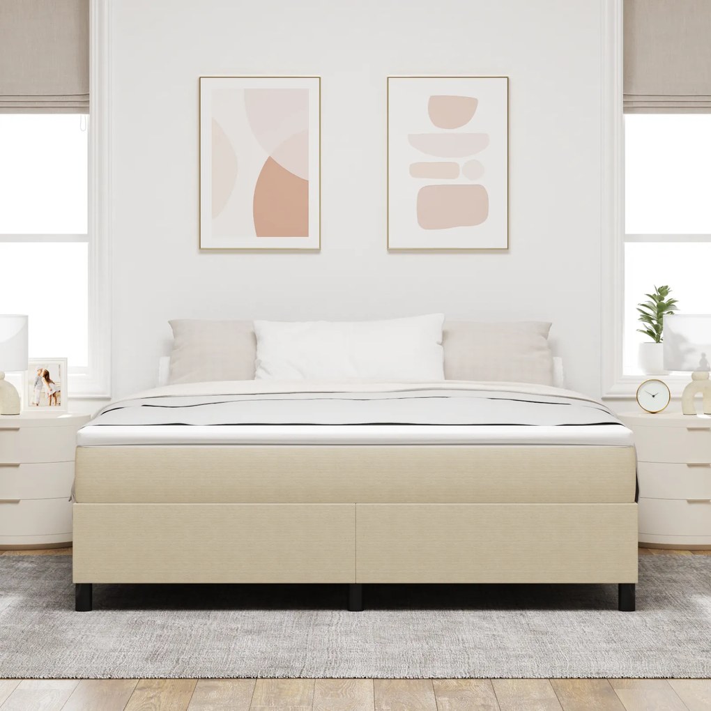 vidaXL Κρεβάτι Box Spring Ανοιχτό Πράσινο Γκρι Σούπερ Κινγκ Από Κορδέλα