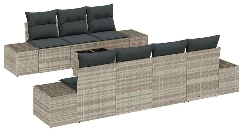 vidaXL Σετ Καναπέ Κήπου με μαξιλάρι 8 pcs Ανοιχτό Γκρι και Σκούρο Γκρι
