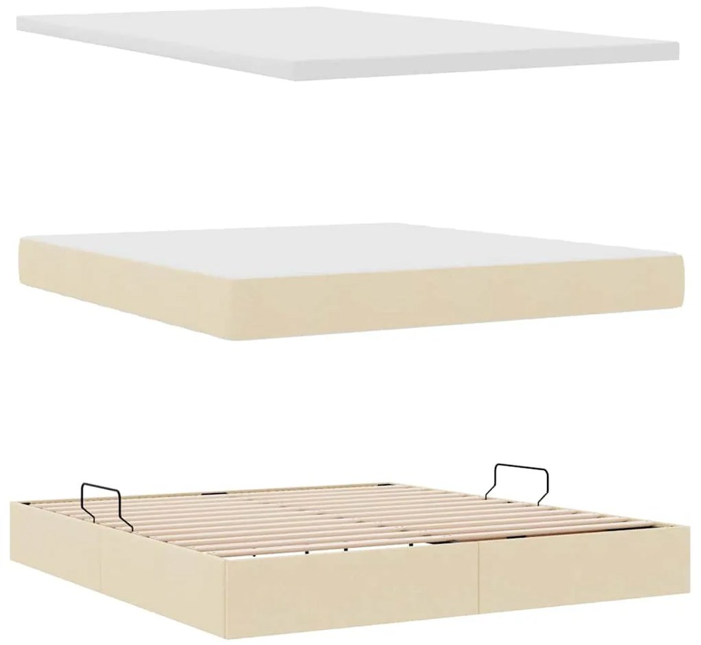 vidaXL Κρεβάτι με αποθηκευτικό χώρο και στρώμα Κρεμ 160 x 200 cm