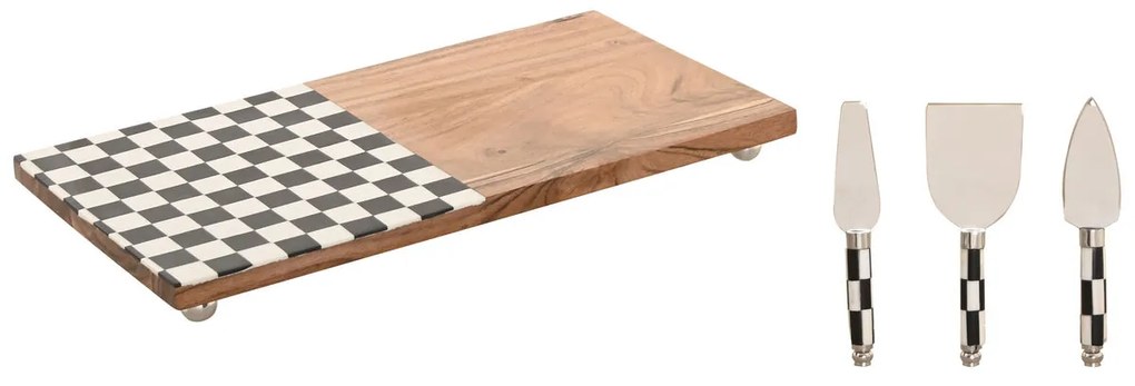 Πίνακας κοπής Home ESPRIT Λευκό Μαύρο Φυσικό Σύγχρονη 20 X 38 X 1,5 CM (4 Τεμάχια)