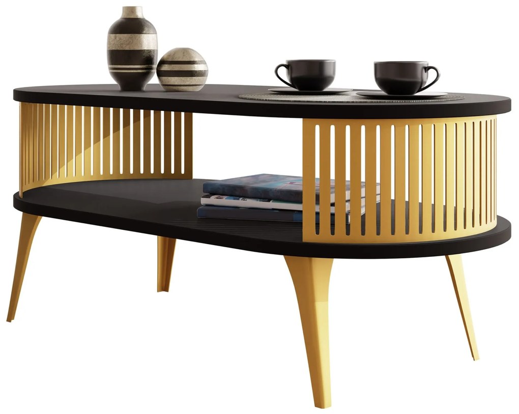 Τραπεζάκι σαλονιού Roenni Gold-Mauro - 100.00Χ50.00Χ44.00cm