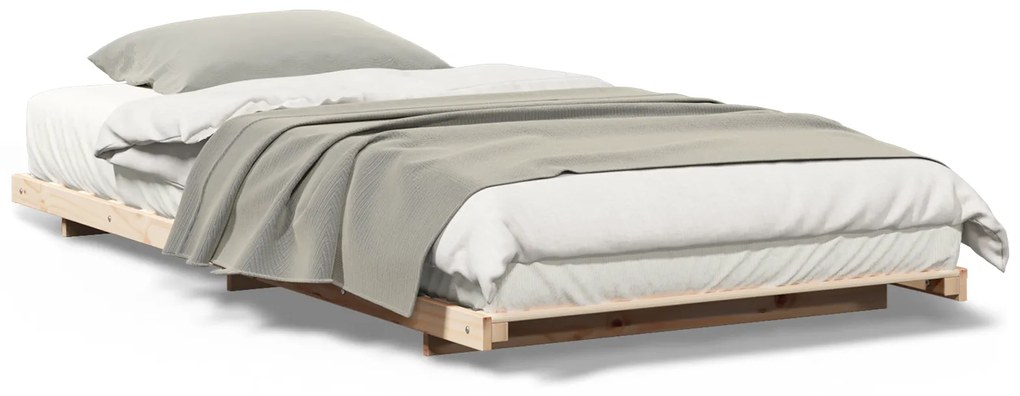 vidaXL Κρεβάτι δαπέδου Καφέ 100 x 200 cm Μασίφ ξύλο πεύκου