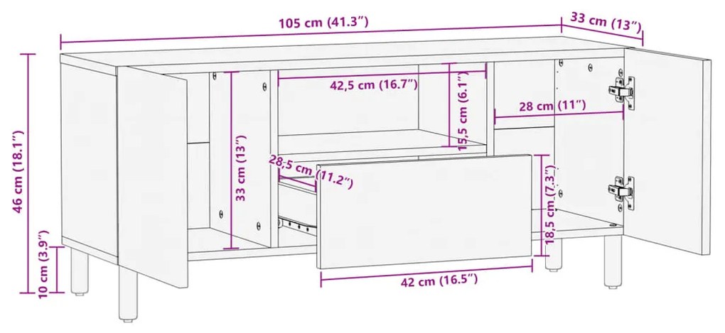 ΈΠΙΠΛΟ ΤΗΛΕΟΡΑΣΗΣ ΜΑΥΡΟ 105X33X46 ΕΚ. ΑΠΟ ΕΠΕΞΕΡΓΑΣΜΕΝΟ ΞΥΛΟ 4017662