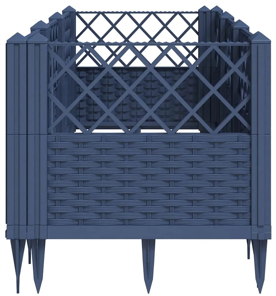 vidaXL Ζαρντινιέρα με Πασσάλους Μπλε Γκρι 123,5x43,5x43,5εκ. Πολυπροπυλένιο