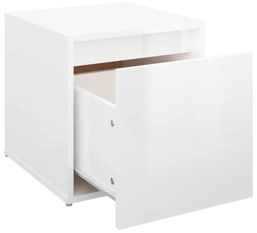 Κουτί με Συρτάρι Γυαλ. Λευκό 40,5x40x40εκ. Επεξεργασμένο Ξύλο - Λευκό