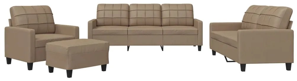 vidaXL Πολυθρόνες Σετ 4 Τεμ. Καπουτσίνο Συνθετικό Δέρμα Μαξιλάρια