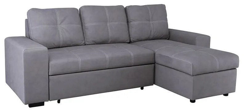 WOODWELL Ε9587,1MONTREAL-Max Nabuk Καναπές Κρεβάτι Γωνία Αναστρέψιμη με Αποθηκευτικό Χώρο, Σκούρο Γκρι 246x157xH94cm Bed:127x196cm Ε9587,1