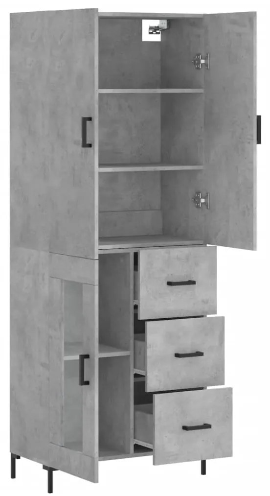 vidaXL Ντουλάπι Γκρι Σκυροδέματος 69,5x34x180 εκ. Επεξεργασμένο Ξύλο