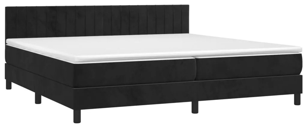 vidaXL Κρεβάτι Boxspring με Στρώμα Μαύρο 200x200 εκ. Βελούδινο