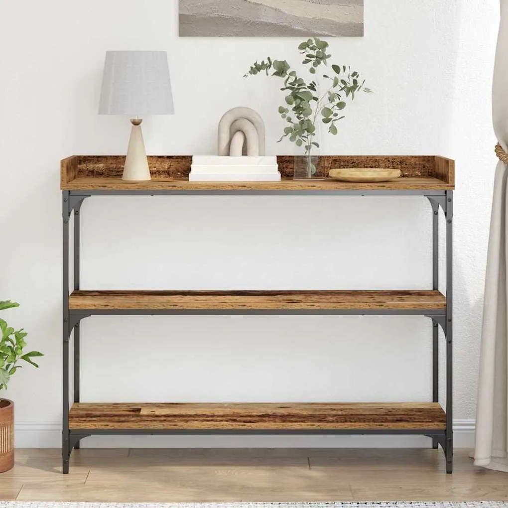 vidaXL Τραπέζι Κονσόλας με ράφι Παλαιό ξύλο 100 x 30 x 80 εκατοστά