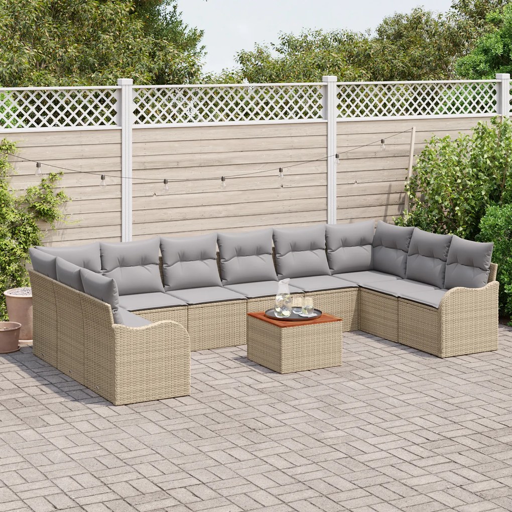 vidaXL Σετ Καναπέ Κήπου 11 pcs Beige, ανοιχτό γκρι Μεγάλο