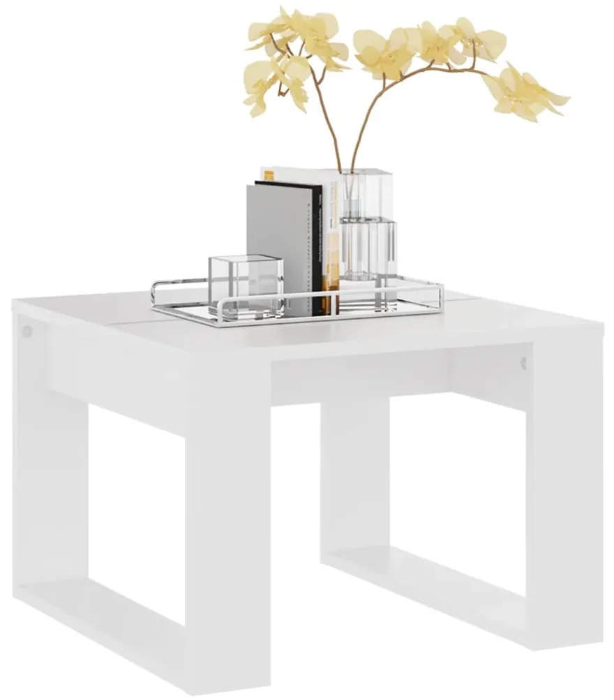 Τραπέζι Βοηθητικό Λευκό 50 x 50 x 35 εκ. από Επεξεργ. Ξύλο