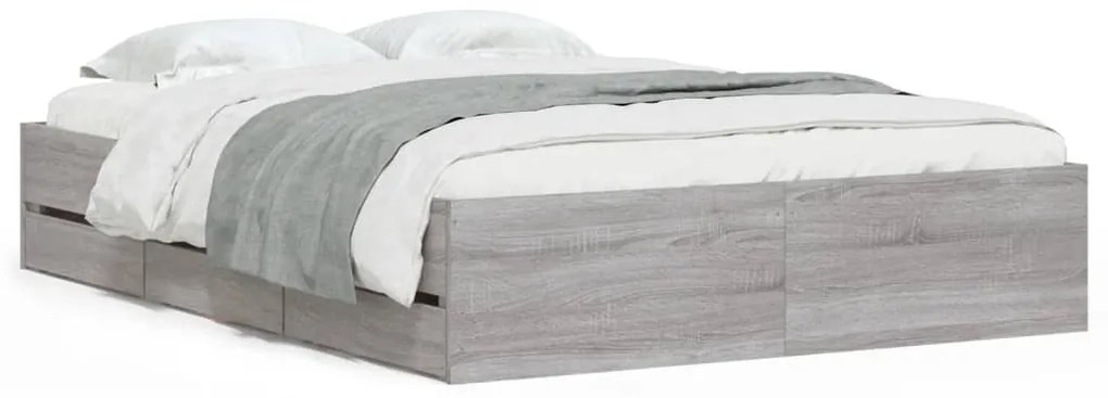 vidaXL Πλαίσιο Κρεβατιού με συρτάρια Γκρι sonoma 120x200εκ. Επεξ. Ξύλο
