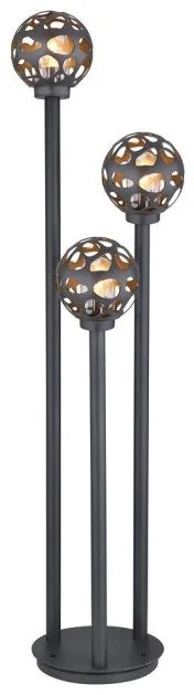 Επιδαπέδιο Φωτιστικό Κολώνα 3xΕ27 Ανθρακί 162cm IP44 Hilario 31808-3 Globo Lighting-31808-3-Ανθρακί 31808-3