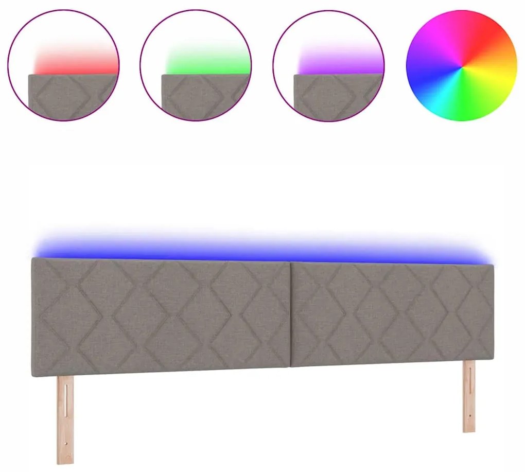 vidaXL Κεφαλάρι με φώτα λωρίδας LED με κεφαλάρι Taupe 200 cm ύφασμα