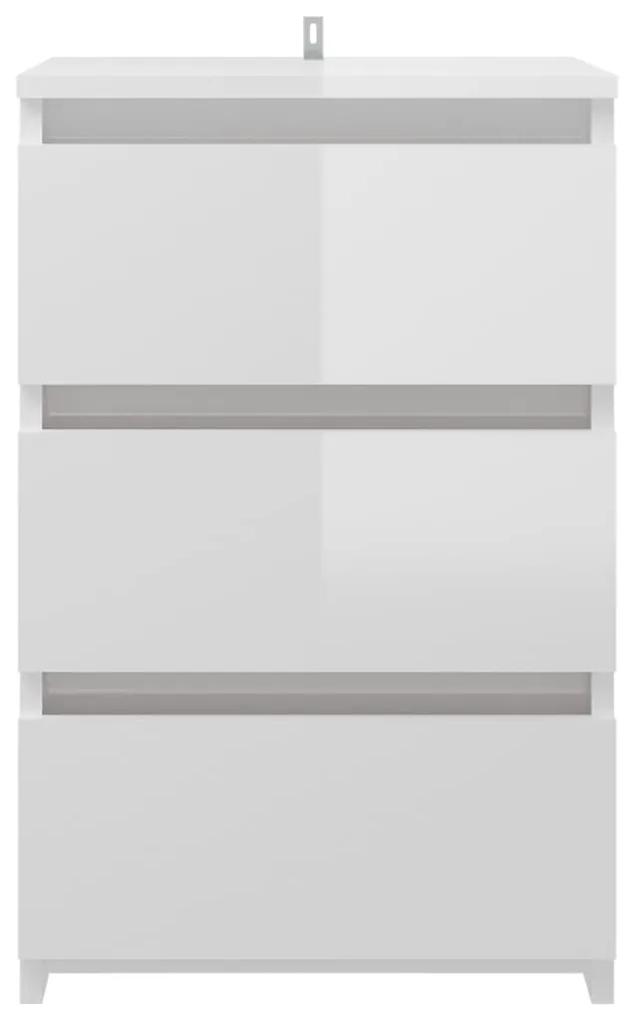 vidaXL Κομοδίνα 2 τεμ. Γυαλιστερό Λευκό 40x35x62,5 εκ. από Μοριοσανίδα