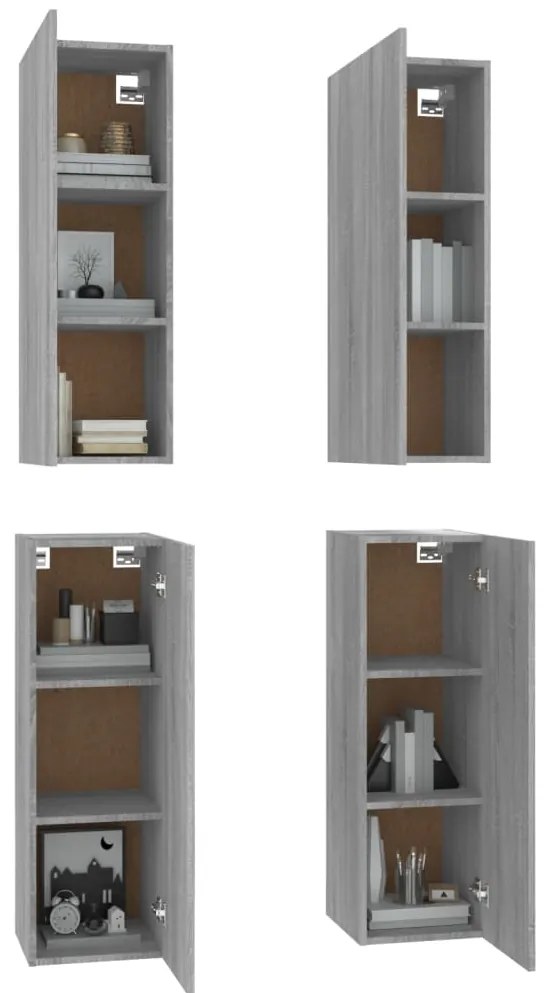 vidaXL Έπιπλα Τηλεόρασης 4 τεμ. Γκρι Sonoma30,5x30x90 εκ. Επεξ. Ξύλο