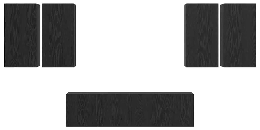 vidaXL Σετ επίπλου τηλεόρασης 6 pcs Μαύρη δρυς 60 x 30 x 30 cm