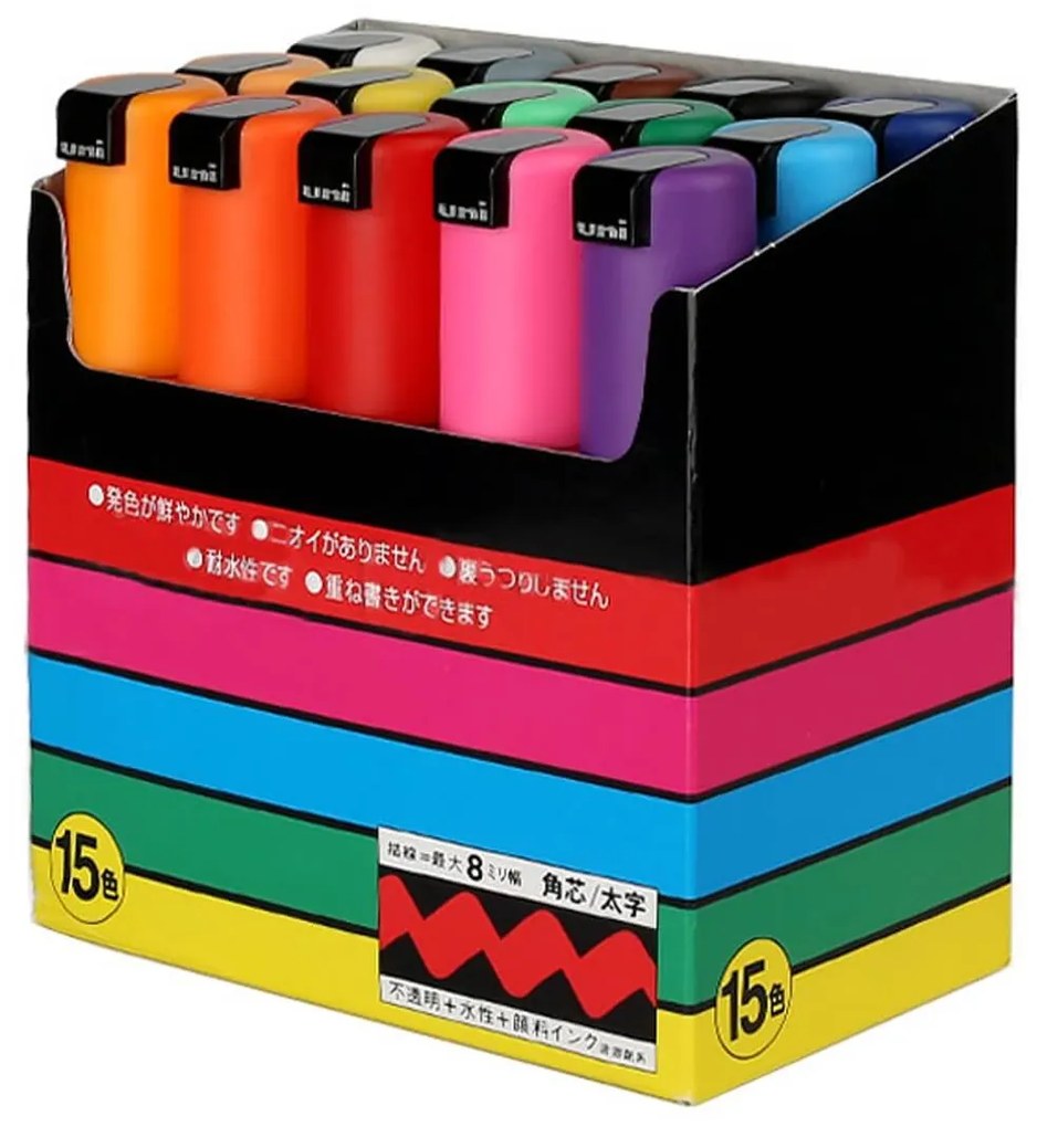 Μαρκαδόροι Σχεδίου Uni Posca PC-8K με πάχος μύτης 8.0mm - 15 τεμάχια