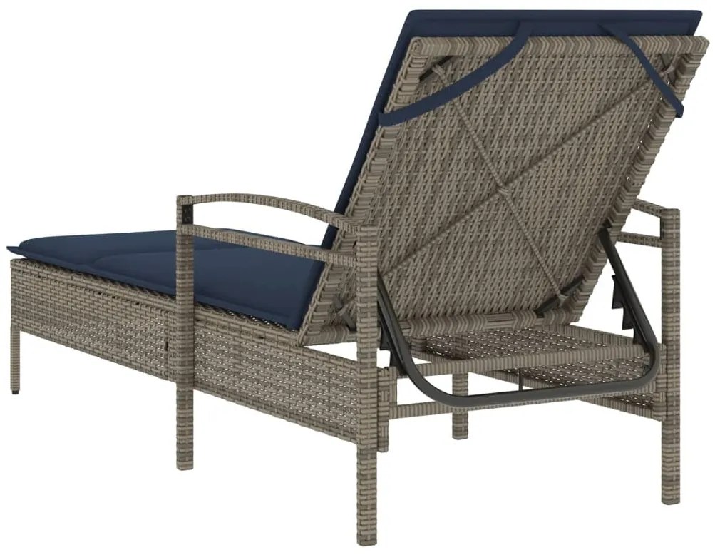 vidaXL Ξαπλώστρα με Μαξιλάρι Γκρι 63x200x81 εκ. από Συνθετικό Ρατάν (μόνο για τις ΗΠΑ)
