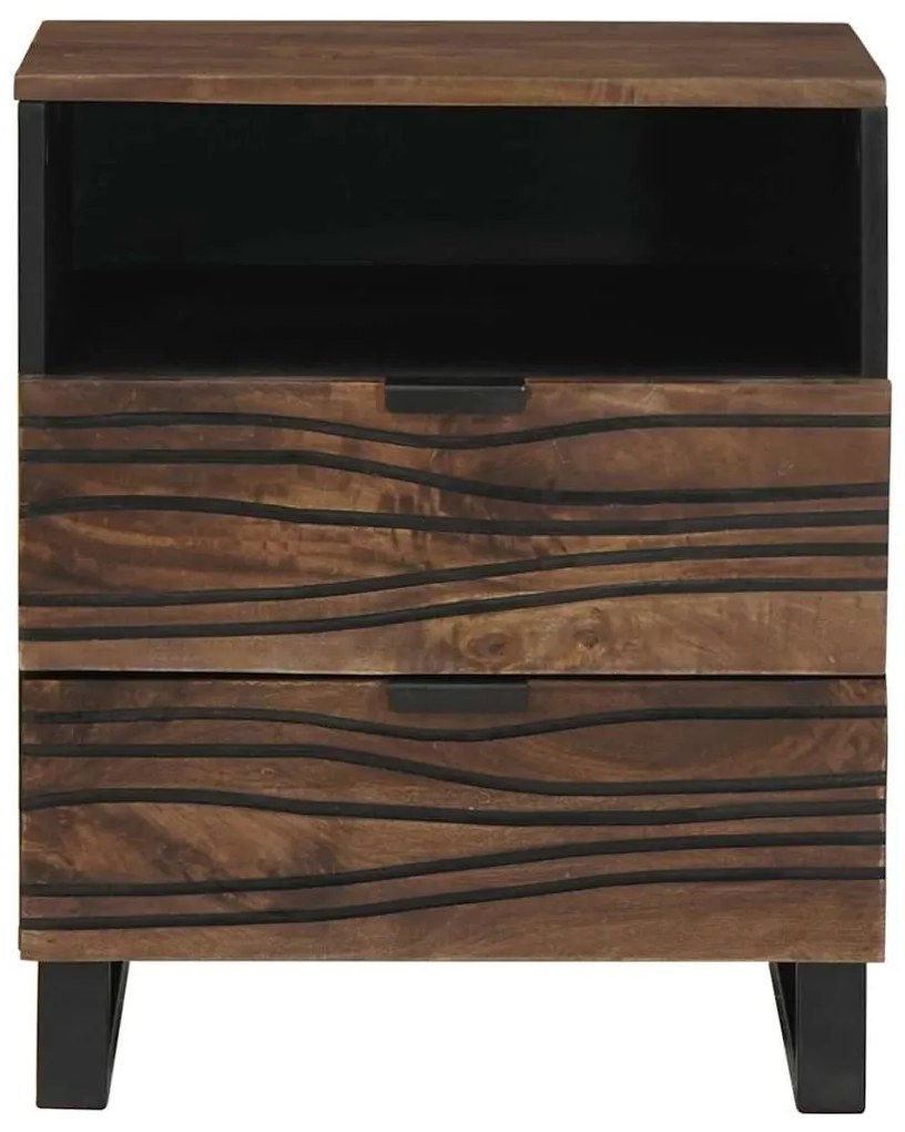 vidaXL Κομοδίνο με συρτάρι Καρυδιά 50 x 33 x 60 εκ Μασίφ ξύλο μάνγκο