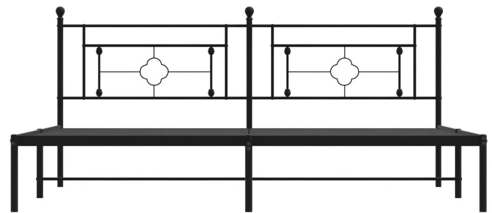 Πλαίσιο Κρεβατιού με Κεφαλάρι Μαύρο 193 x 203 εκ. Μεταλλικό - Μαύρο
