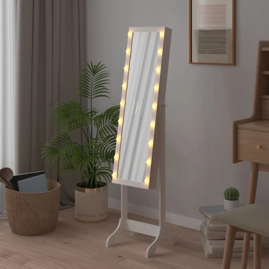 vidaXL Καθρέφτης Επιδαπέδιος με LED Λευκός 34 x 37 x 146 εκ.