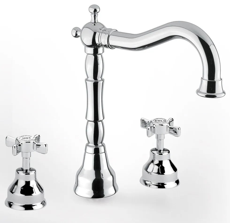 Bugnatese Princeton 812 Χρώμιο Μπαταρία Νιπτήρος 3 Oπών Με Aυτόματη Bαλβίδα