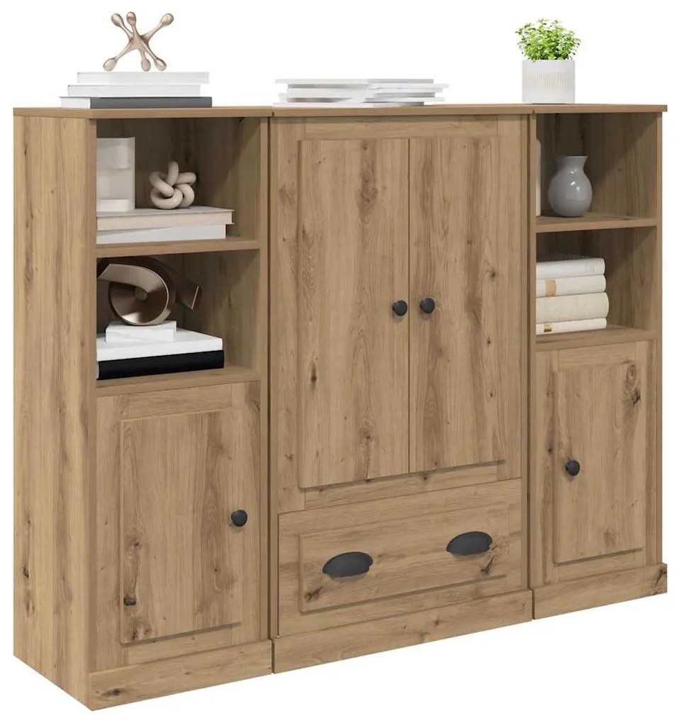 vidaXL Highboard με συρτάρι 3 pcs Artisan Oak Επεξεργασμένο ξύλο