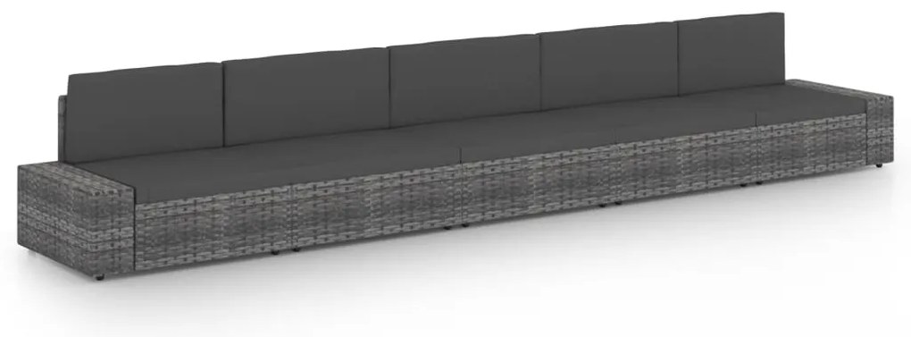 Σαλόνι Κήπου 5 Τεμαχίων Γκρι από Συνθετικό Ρατάν με Μαξιλάρια