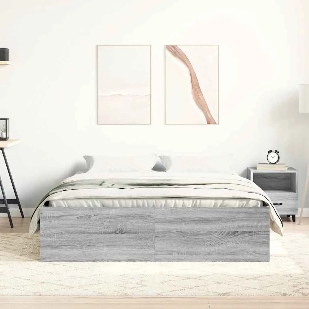 vidaXL Πλαίσιο Κρεβατιού Γκρι Sonoma 135 x 190 εκ. Double