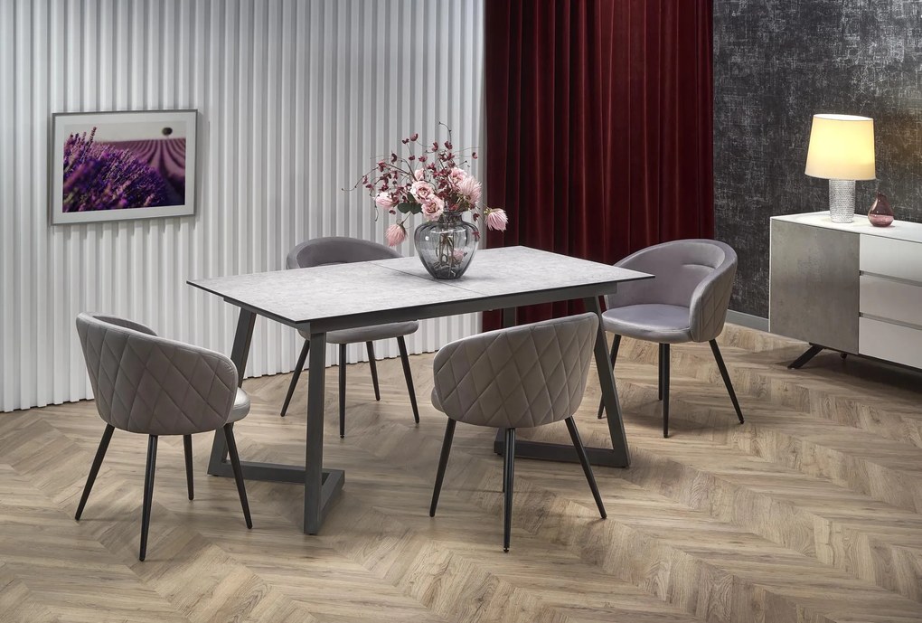 TIZIANO extension table, color: top - light grey / dark grey, legs - dark grey DIOMMI V-CH-TIZIANO-ST