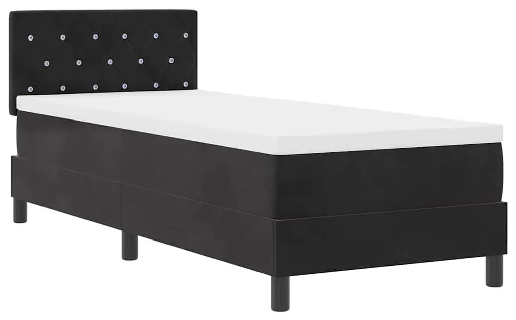 vidaXL LED Κρεβάτι με βάθρο με στρώμα Μαύρο 80 x 200 cm Βελούδο