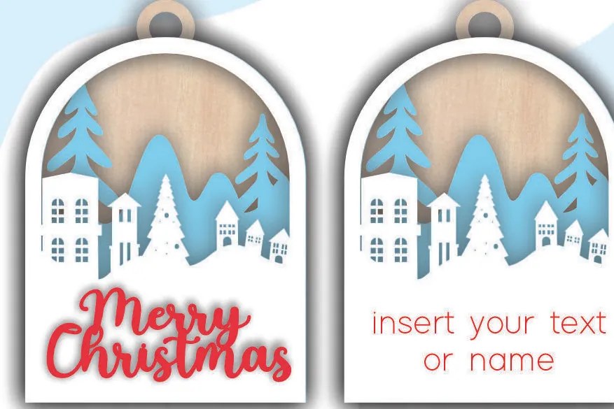 Intra απο ξύλο plywood 3mm-4mm πάχος Χριστουγεννιάτικη 3d Layered Δίασταση 8x8 cm INTRAFABR-79990264