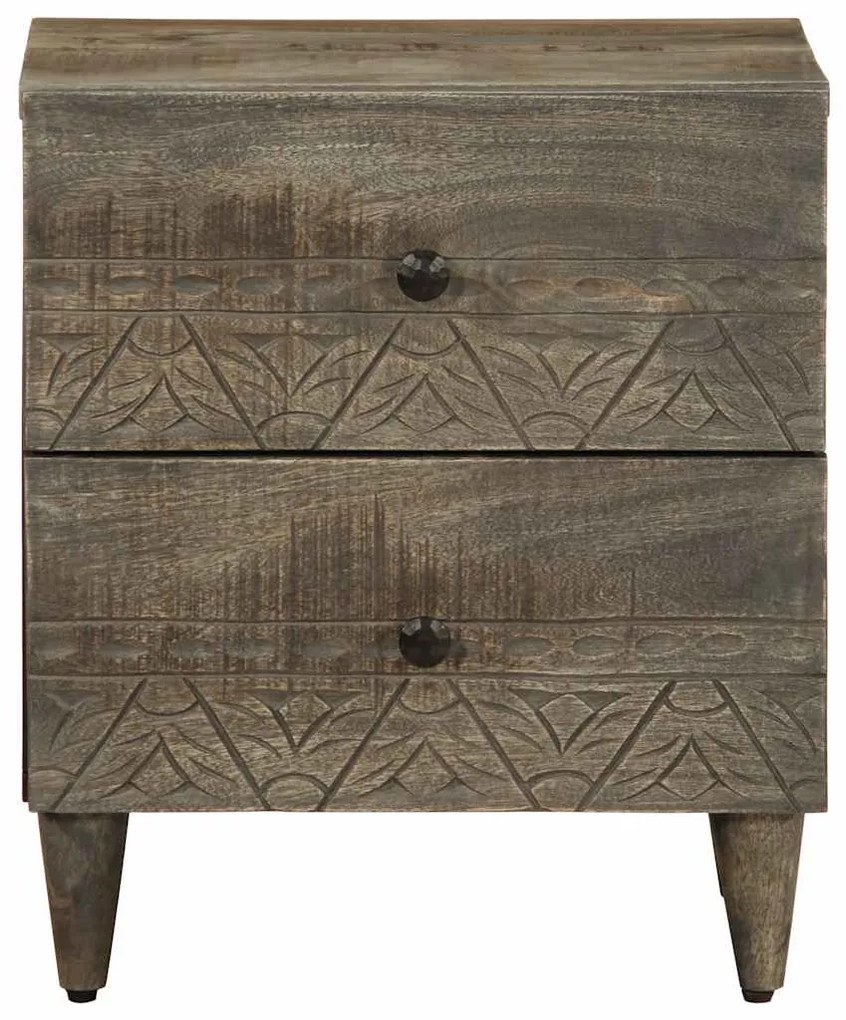 Κομοδίνα 2 τεμάχια ανοιχτό γκρι 40x33x46 cm μασίφ ξύλο Mango - Γκρι