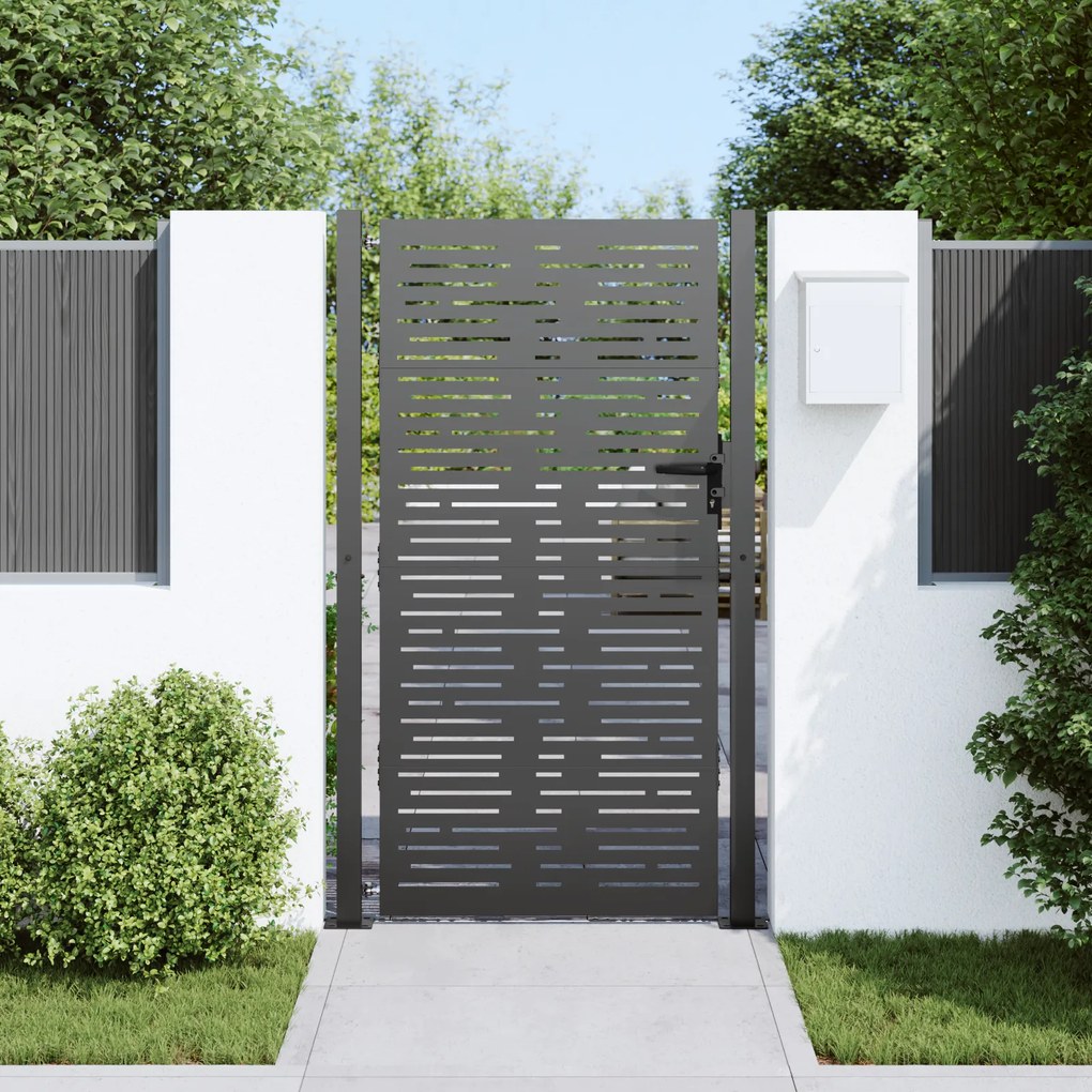 vidaXL Πύλη Κήπου Μαύρο 105 x 200 cm Ατσάλι με Επικάλυψη Πούδρας
