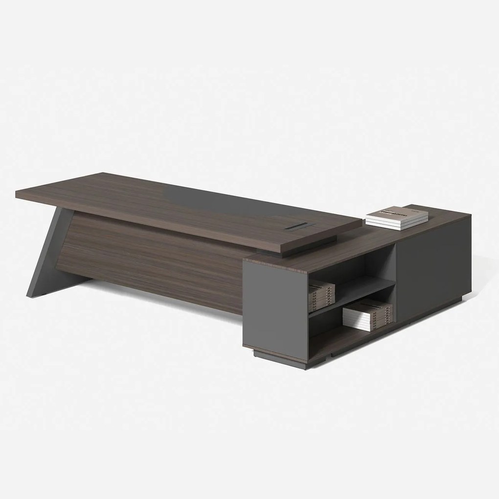 MASTER Γραφείο Αριστερή Γωνία, Απόχρωση Grey Walnut 160x80x75/160x40x62 cm