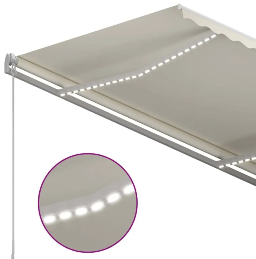 vidaXL Τέντα Συρόμενη Χειροκίνητη με LED Κρεμ 350 x 250 εκ.