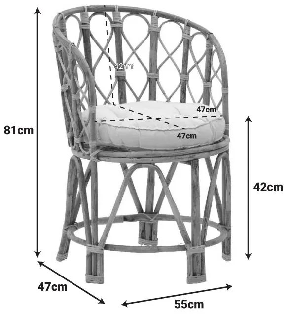 Πολυθρόνα Rostan Inart φυσικό rattan με μαξιλάρι 60x46x80εκ 51x50x80 εκ.