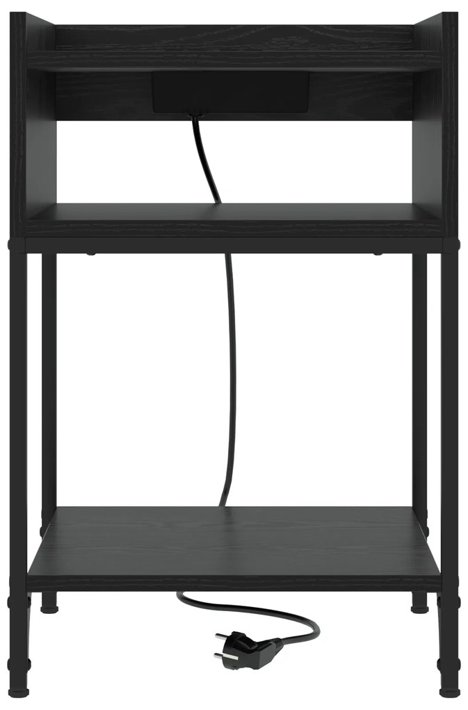 vidaXL Κομοδίνο με ράφι Μαύρη δρυς 40 x 40 x 61 εκ Επεξεργασμένο ξύλο
