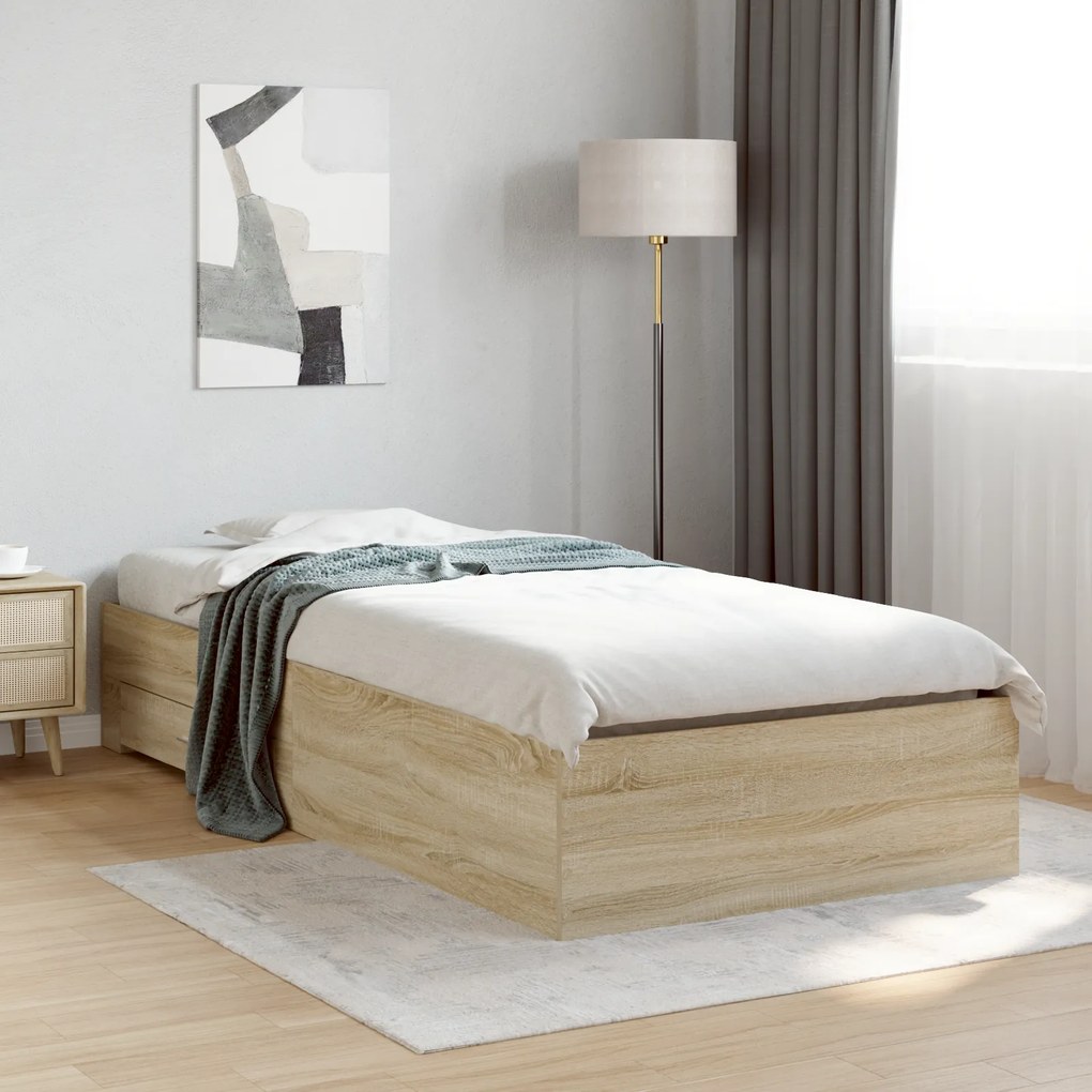 vidaXL Κρεβάτι Sonoma Oak 90x190 εκ Επεξεργασμένο Ξύλο