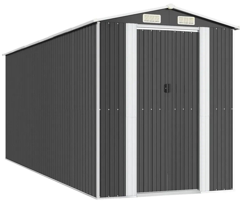vidaXL Αποθήκη Κήπου Ανθρακί 192x523x223 εκ. Γαλβανισμένο Ατσάλι