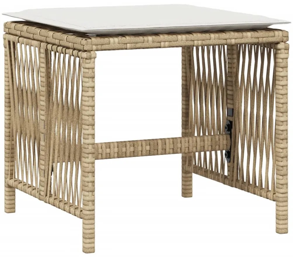 vidaXL Σκαμπό Κήπου 4 τεμ. Μπεζ 41x41x36 εκ. Συνθ. Ρατάν με Μαξιλάρια