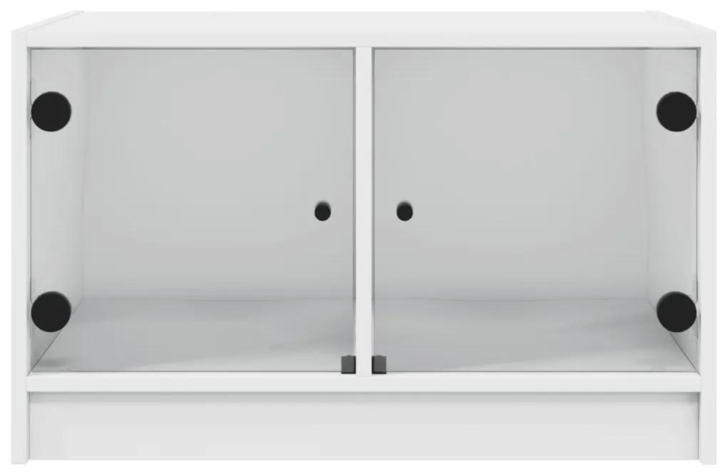 vidaXL Τραπεζάκι Σαλονιού Λευκό 68x50x42 εκ. με Γυάλινες Πόρτες