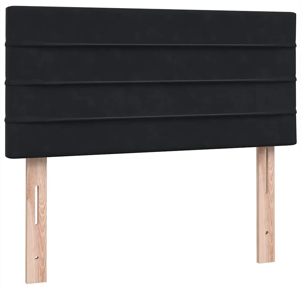 vidaXL Κρεβάτι Boxspring με Στρώμα Μαύρο 90x210 εκ. Βελούδινο